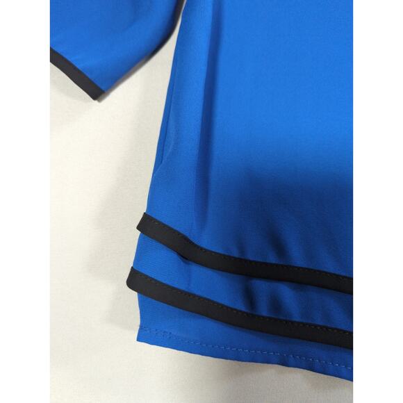 VTG Bali Corp Blue Black Trim Blouse 100% Polyester Made In Canada XL - Picture 9 of 11